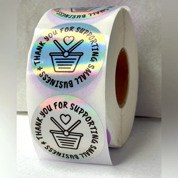 100pcs Thank You Stickers Holographic Small Business Labels 2” - Picture 2 of 14